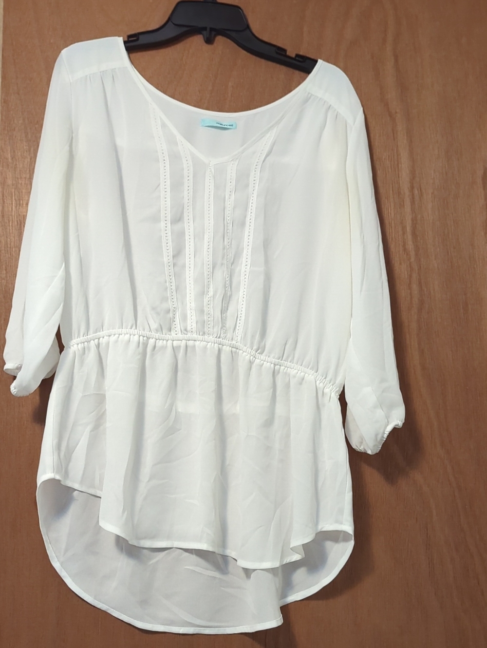 Maurices White Peplum Tunic with Pintuck Detail